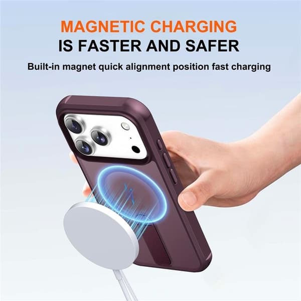 Mobilskal till iPhone 17 Pro Max MagSafe Kickstand - Vinröd Vinröd
