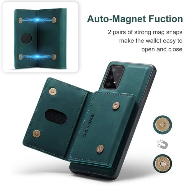 DG.MING 2-in-1 Konstläder Plånboksfodral Samsung A53 5G Grön