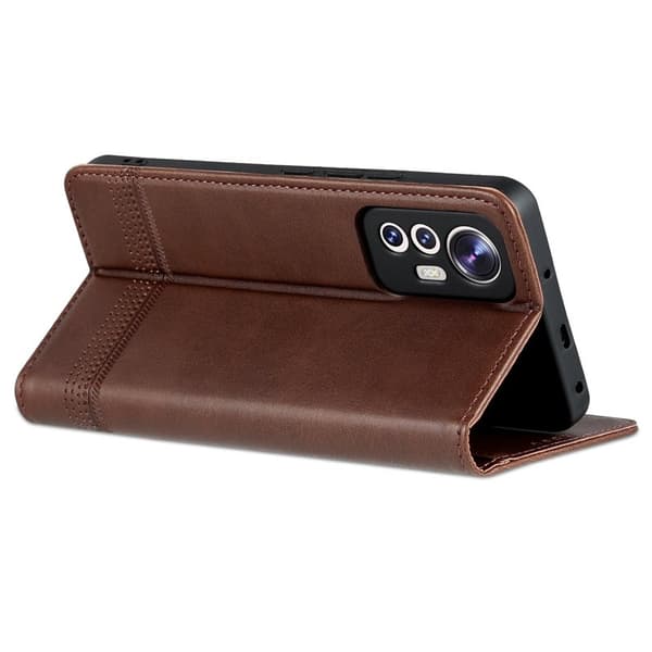 AZNS Xiaomi 12 Lite 5G Plånboksfodral Konstläder - Brun