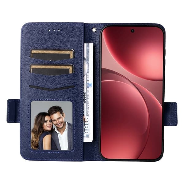 Litchi Oppo Find X9 Pro 5G Plånboksfodral Konstläder - Blå