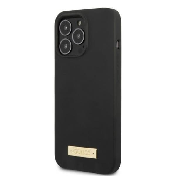 Guess iPhone 13 Pro Skal MagSafe Silicone Logo Plate - Sort Black