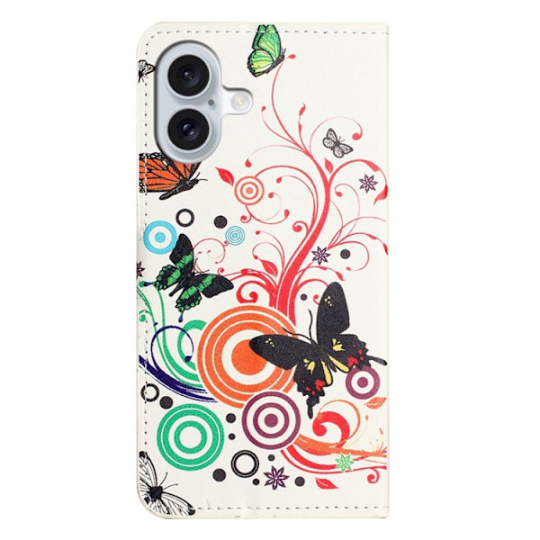 iPhone 17 Konstläder Plånboksfodral Pattern Print - Vit Fjäril Vit