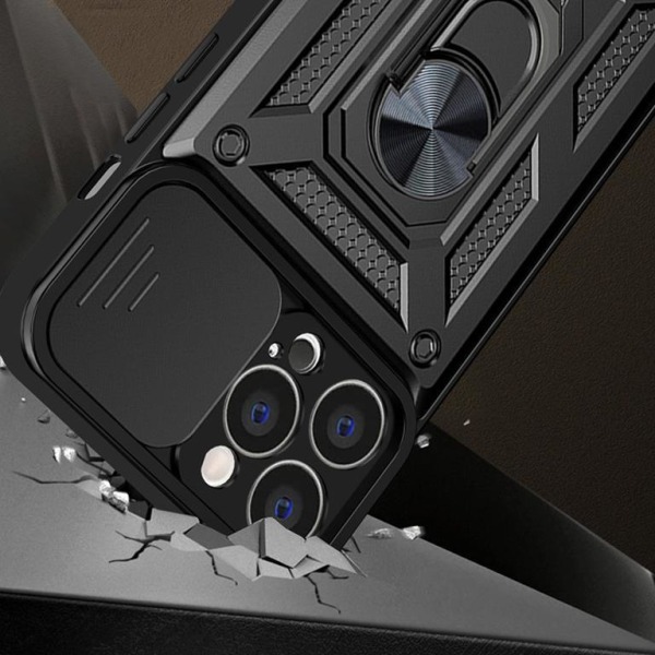 iPhone 14 Pro Skal med Ringhållare Hybrid Armor Camshield - Rosa