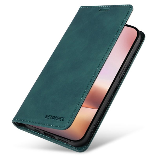 BETOPNICE 003 iPhone 16 Plus Plånboksfodral RFID Blocking Konstläder - Grön