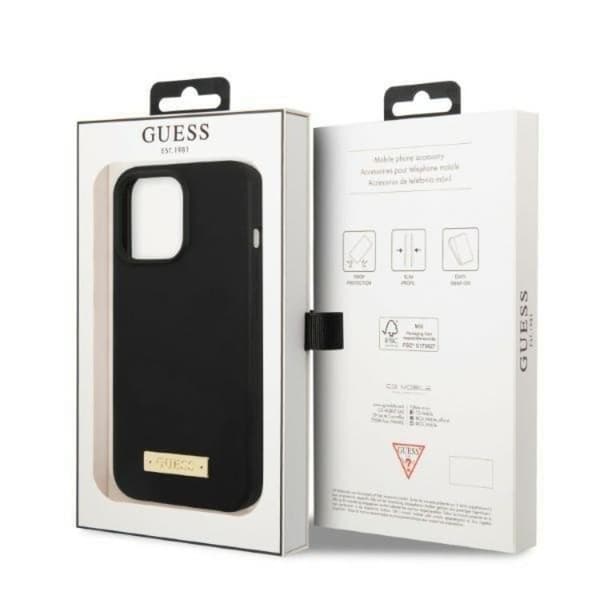 Guess iPhone 13 Pro Skal MagSafe Silicone Logo Plate - Sort Black