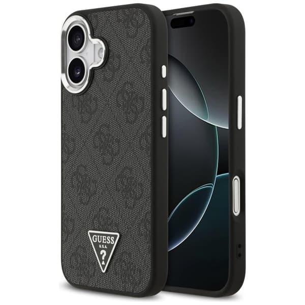 Guess Telefontaske til iPhone 17 MagSafe 4G Triangle Logo - Sort Sølv Svart