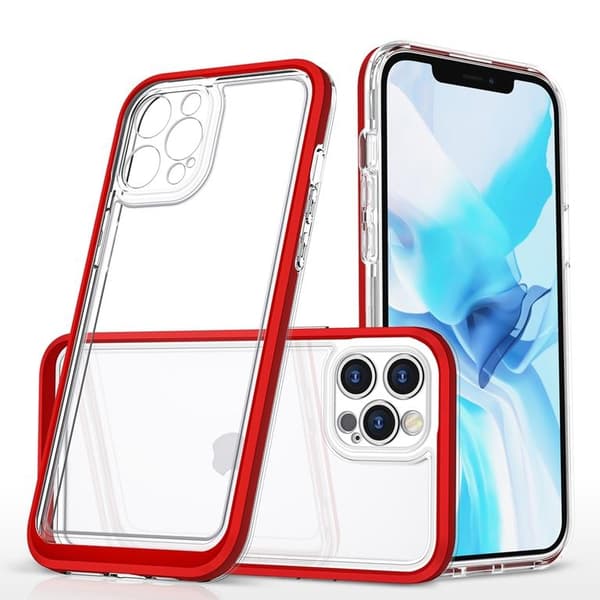 iPhone 12 Pro Max -kuori Clear 3in1 - Punainen Röd