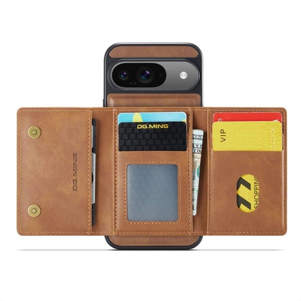 DG.MING M5 Series Mobilskal till Google Pixel 9 Pro Magnetiskt Konstläder Brun