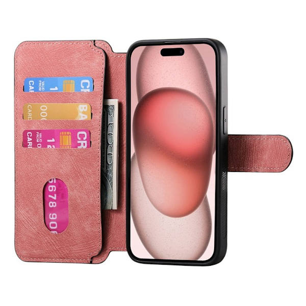 CASENEO iPhone 15 Plus Plånboksfodral Konstläder - Rosa