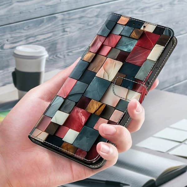 Plånboksfodral för Samsung Galaxy S26 Plus Fällbart Ställ Färgglad Tegelmönster