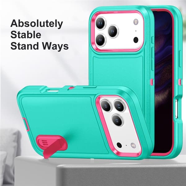 Mobilskal till iPhone 17 Pro Kickstand Silikon - Ljusgrön/Rosa Grön