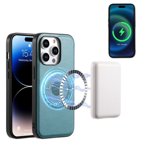 DENIOR Mobilskal till iPhone 15 Pro Max PU-läder Belagt TPU+PC - Blå