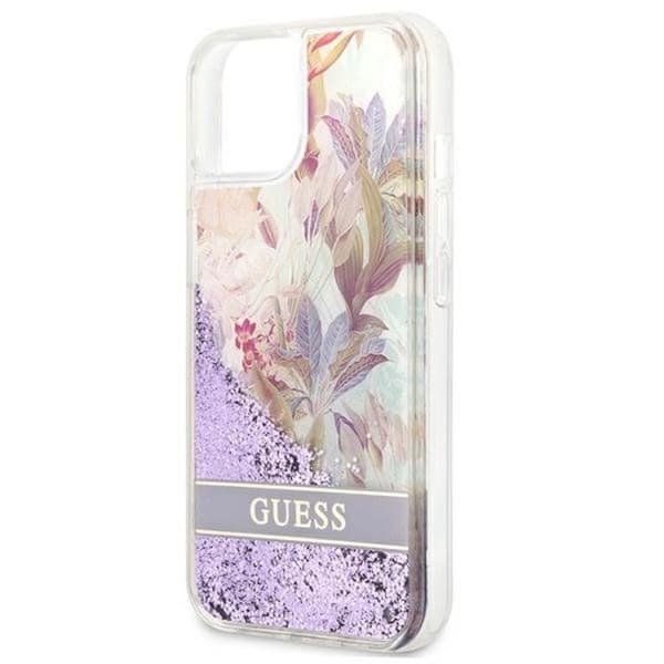 Guess iPhone 13 mini Skal Flower Liquid Glitter - Lila Lila