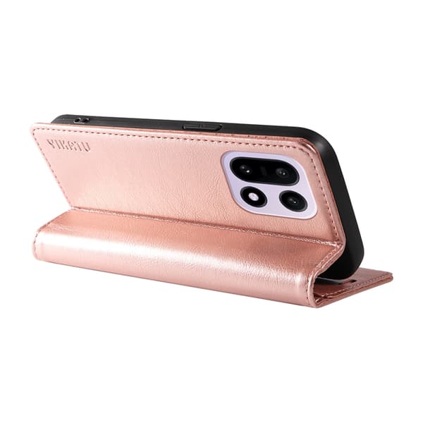 YIKATU OnePlus 15 Plånboksfodral Litchi Closure Konstläder Roséguld