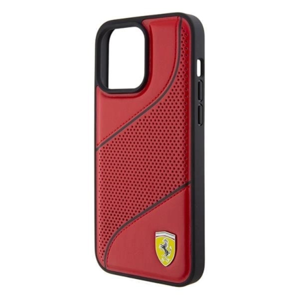 Ferrari iPhone 15 Pro Mobilskal Perforated Waves Metal Logo - Röd