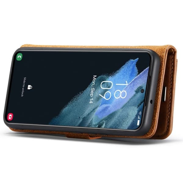 DG.MING Galaxy S22 5G Plånboksfodral 2-i-1 Äkta läder Skydd Brun