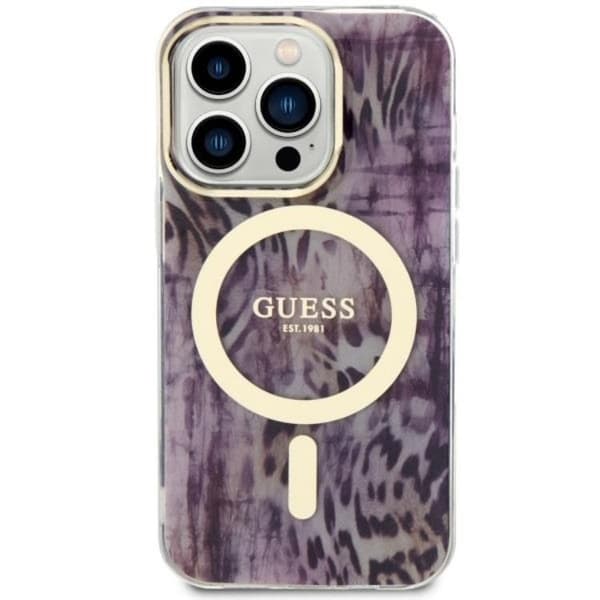 Guess iPhone 14 Pro Max Mobilskal MagSafe Leopard - Rosa Rosa