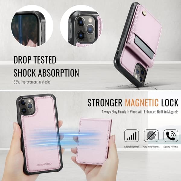 JEEHOOD J06 Mobilskal till iPhone 11 Pro Max MagSafe RFID Skydd Rosa