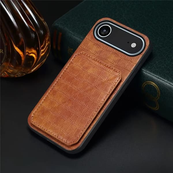 Mobilskal till iPhone Air Korthållare Crocodile Textured - Brun Brun