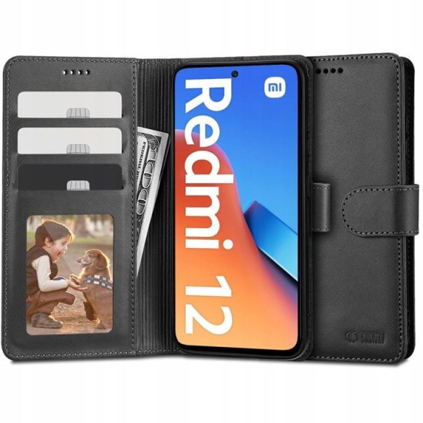 Tech-Protect Xiaomi Redmi 12 -lompakkokotelo - musta