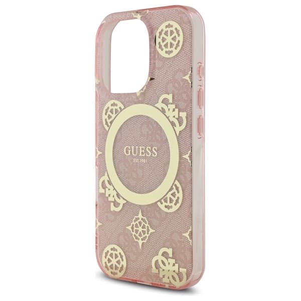 Guess Mobilskal till iPhone 16 Pro MagSafe IML Peony On 4G - Rosa
