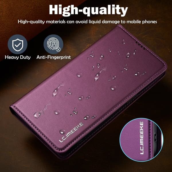 LC.IMEEKE L1 Series iPhone 16 Plånboksfodral Konstläder - Lila