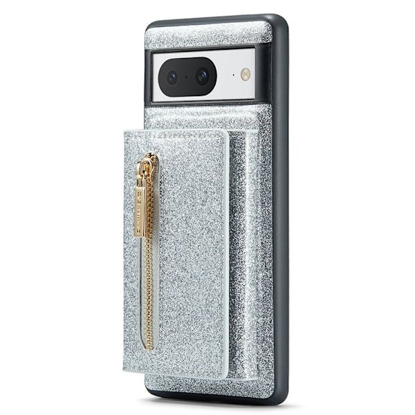 DG.MING M3 Series Mobilskal till Google Pixel 8 Glitter KonstLäder Silver