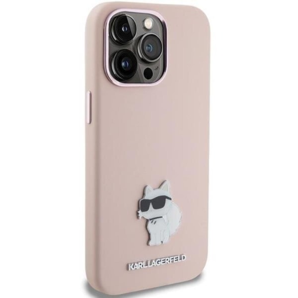 KARL LAGERFELD iPhone 15 Mobilskal Silikon Choupette Metal Pin