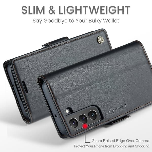 CASEME Plånboksfodral Konstläder för Samsung Galaxy S22+ 5G - Svart