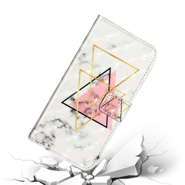 iPhone 14 Pro Max Plånboksfodral 3D Pattern - Triangle Vit