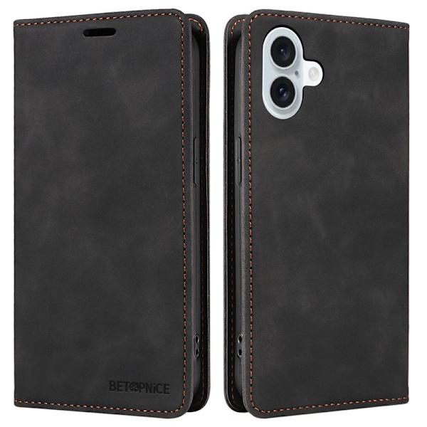 BETOPNICE 003 iPhone 16 Plus Plånboksfodral RFID Blocking Konstläder - Svart