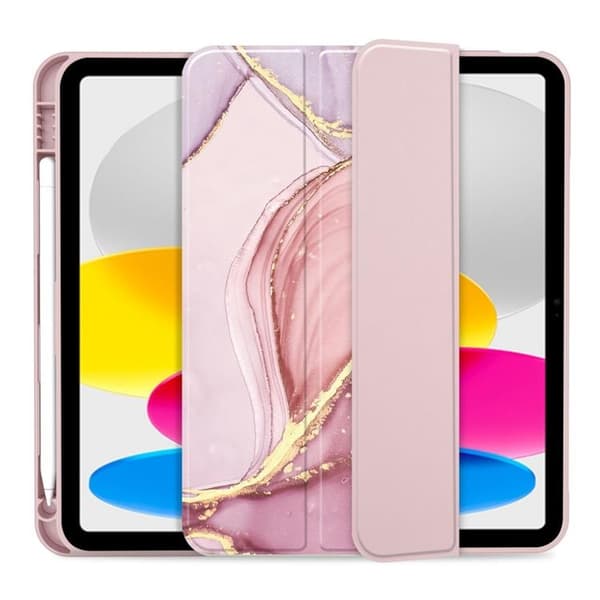 Tech-Protect iPad 10.9 (2022) Taske med penholder - Marmor Rosa