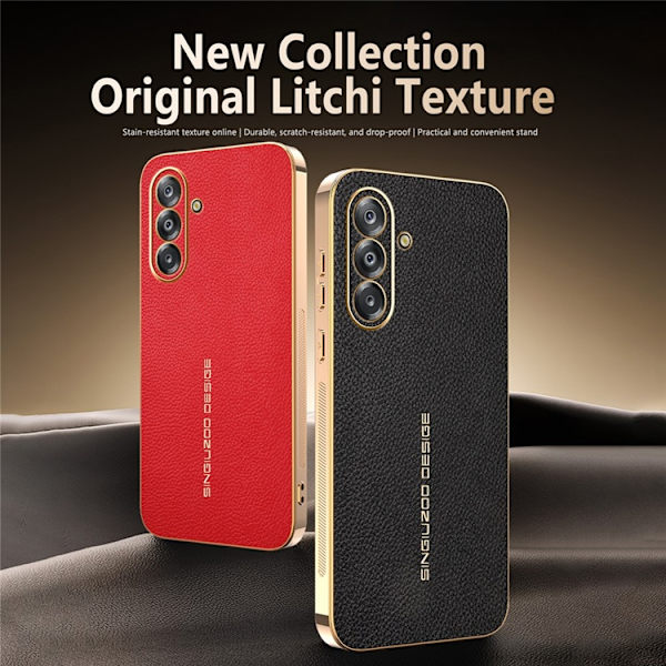 Mobilskal till Galaxy A17 Litchi Texture Anti Scratch Svart