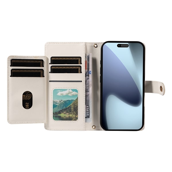 iPhone 17 Pro Plånboksfodral Rhombus Läder - Vit Vit