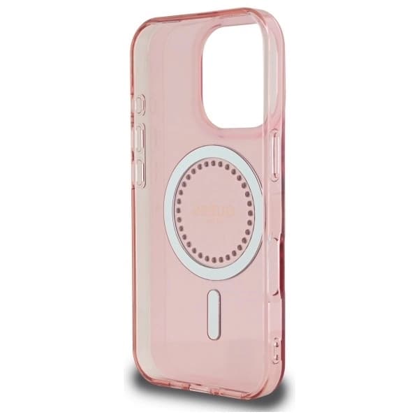 Guess telefontaske til iPhone 16 Pro MagSafe IML Rhinestone - Lyserød Rosa