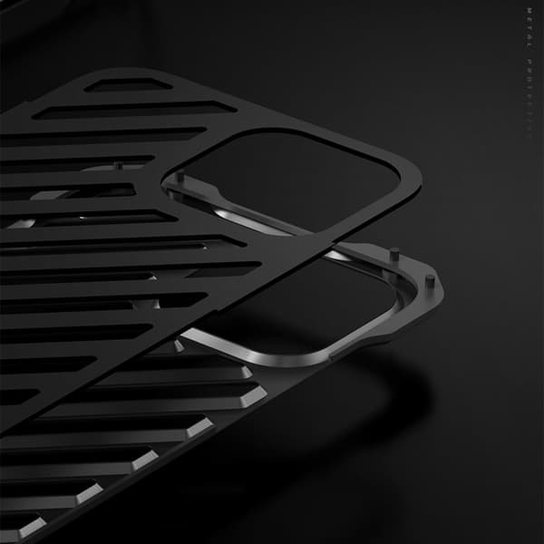 R-JUST RJ-50 Aluminium Bumper Mobilskal för iPhone 13 Pro Max Svart