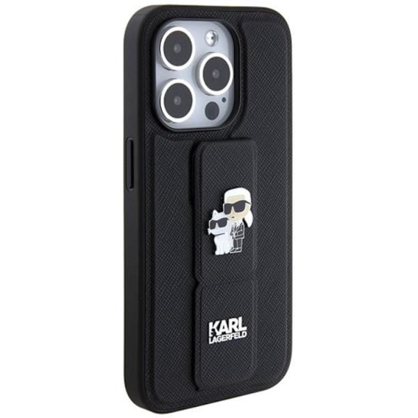 KARL LAGERFELD iPhone 11/XR Mobilskal Gripstand Saffiano Pins Svart