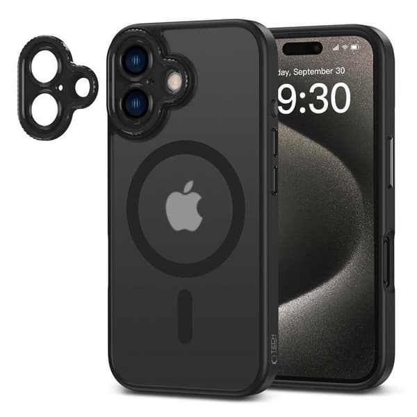 Tech-Protect Telefontaske til iPhone 16 Magsafe Magcam - Matt Sort Svart