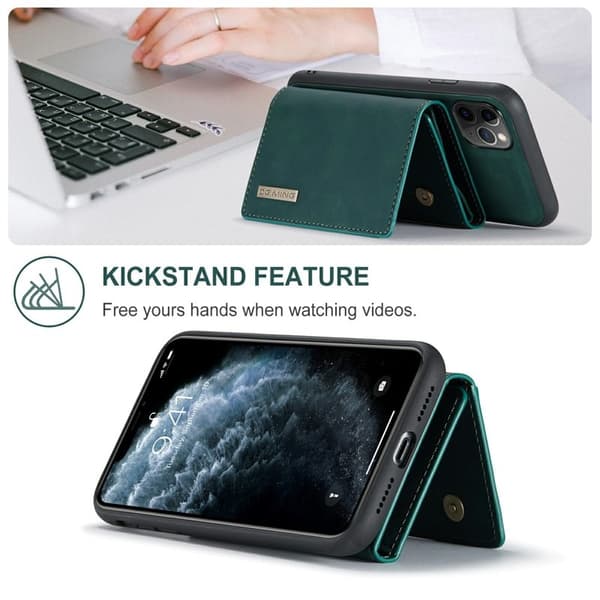 DG.MING M1 Wallet Mobilskal med Kickstand för iPhone 11 Pro - Grön