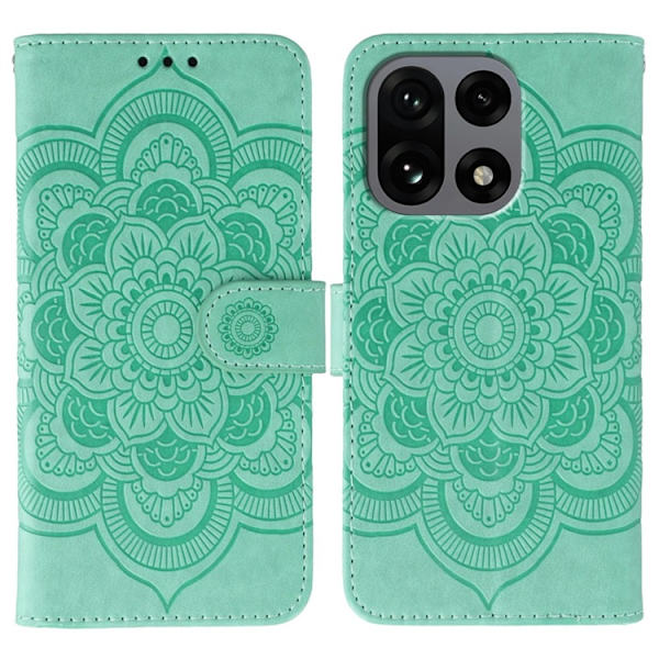 OnePlus 15 Plånboksfodral Mandala Imprinted Konstläder - Grön Grön