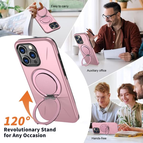 Mobilskal till iPhone 14 Pro Max MagSafe Rotating Kickstand TPU + PC Rosa