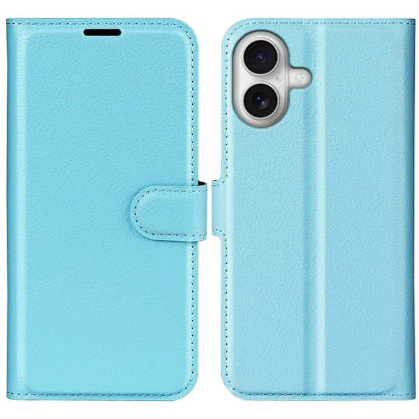 AMORUS iPhone 17 Konstläder Plånboksfodral Flipstativ Litchi - Blå Blå