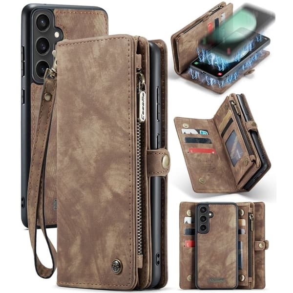 CASEME 008 Plånboksfodral för Samsung Galaxy S23 FE Konstläder - Brun