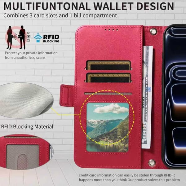 Plånboksfodral för Samsung Galaxy S26 Plus Konstläder - Röd