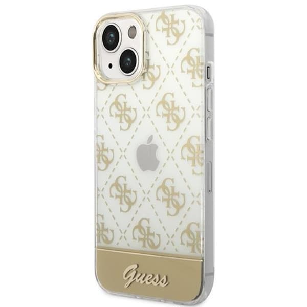 GUESS iPhone 14 Plus Kuori 4G Pattern Script - Kulta Guld