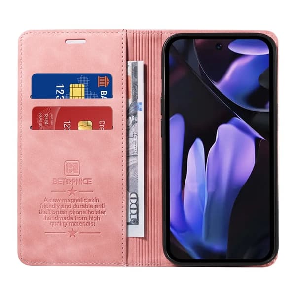 BETOPNICE 003 Google Pixel 9a Plånboksfodral Konstläder - Rosa