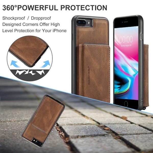 JEEHOOD Mobilskal till iPhone 7 Plus/8 Plus 2-i-1 Chockresistent Brun