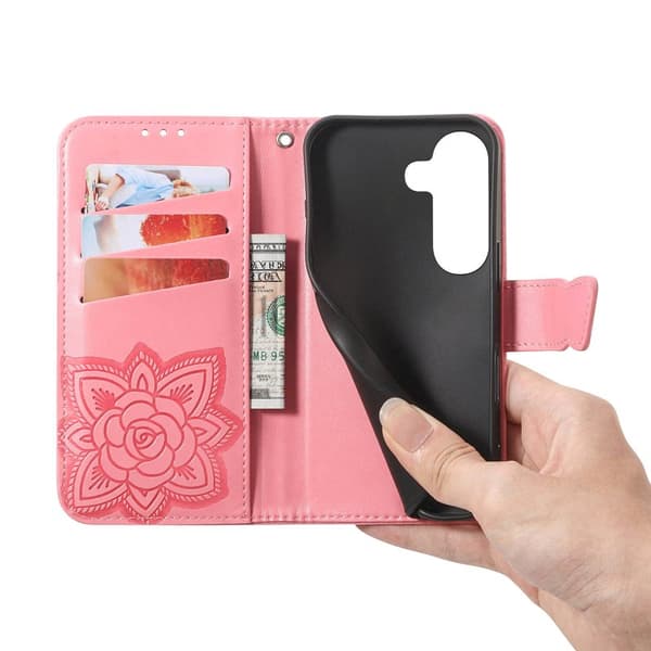 Plånboksfodral för Samsung Galaxy S26 Plus Konstläder med rem - Rosa