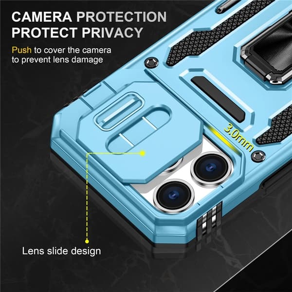 Mobilskal till iPhone 17 Pro Kickstand Lens Lid - Babyblå Blå