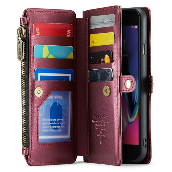 CASEME Plånboksfodral Konstläder för iPhone 6 Plus - Vinröd
